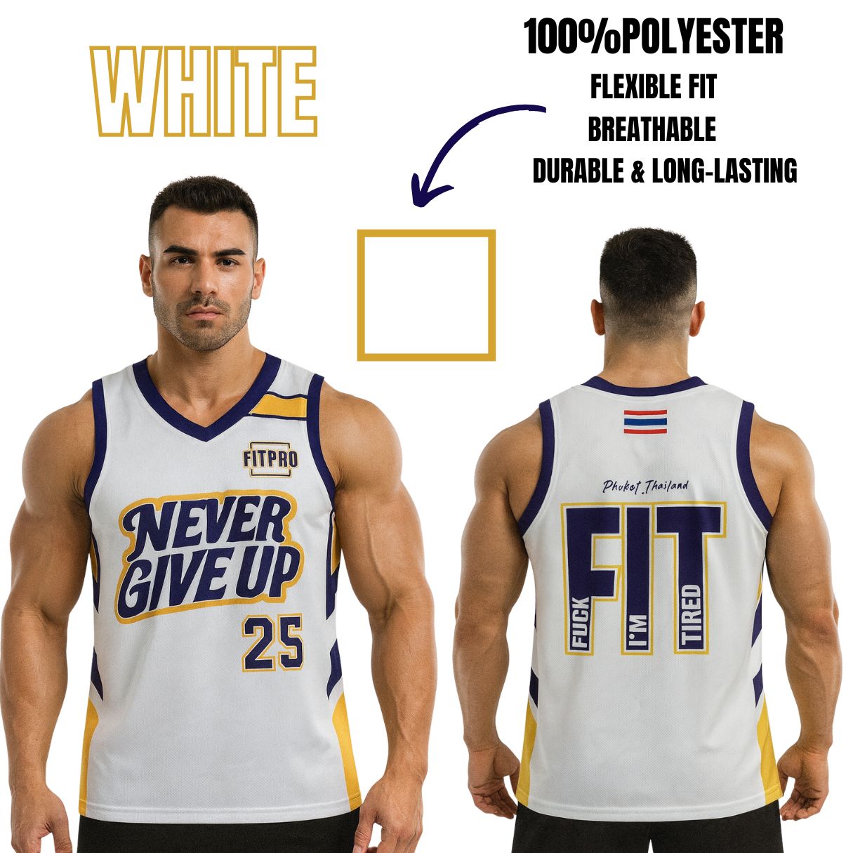 Fitpro Man Singlet เสื้อกล้าม เสื้อบาสเกตบอล 100% โพลีเอสเตอร์