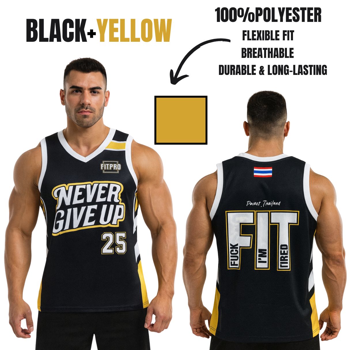 Fitpro Man Singlet เสื้อกล้าม เสื้อบาสเกตบอล 100% โพลีเอสเตอร์
