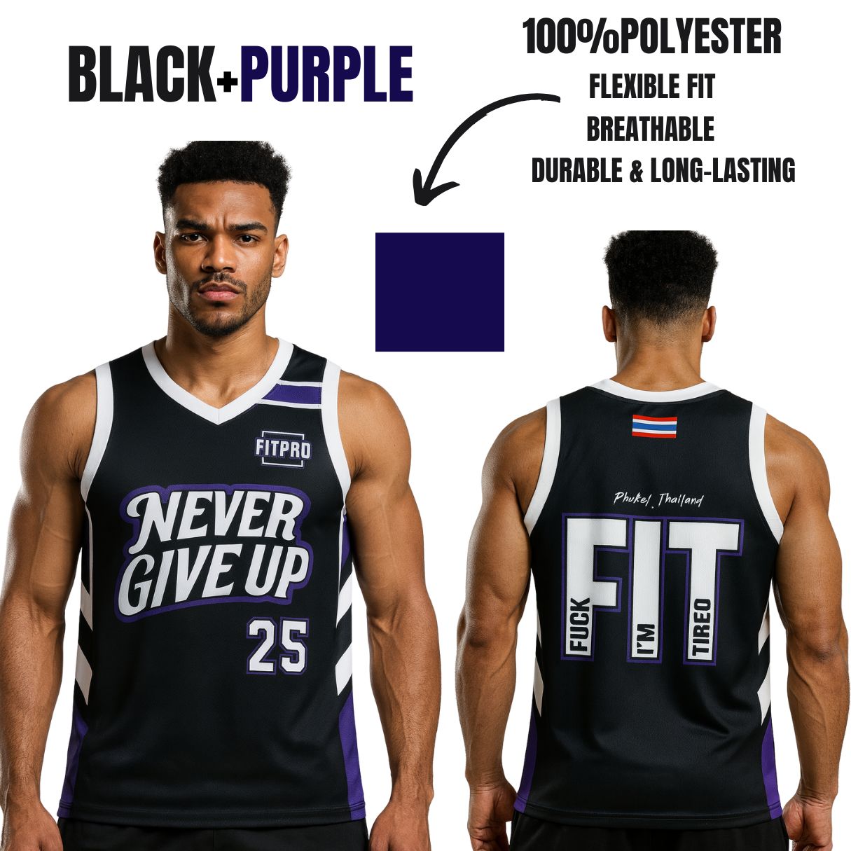 Fitpro Man Singlet เสื้อกล้าม เสื้อบาสเกตบอล 100% โพลีเอสเตอร์