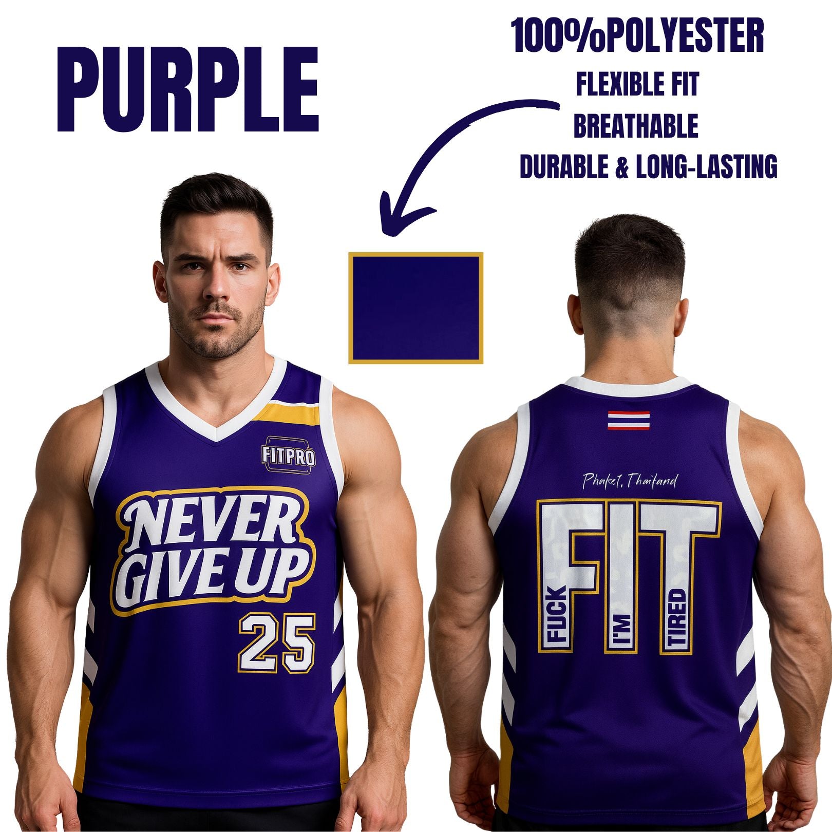 Fitpro Man Singlet เสื้อกล้าม เสื้อบาสเกตบอล 100% โพลีเอสเตอร์
